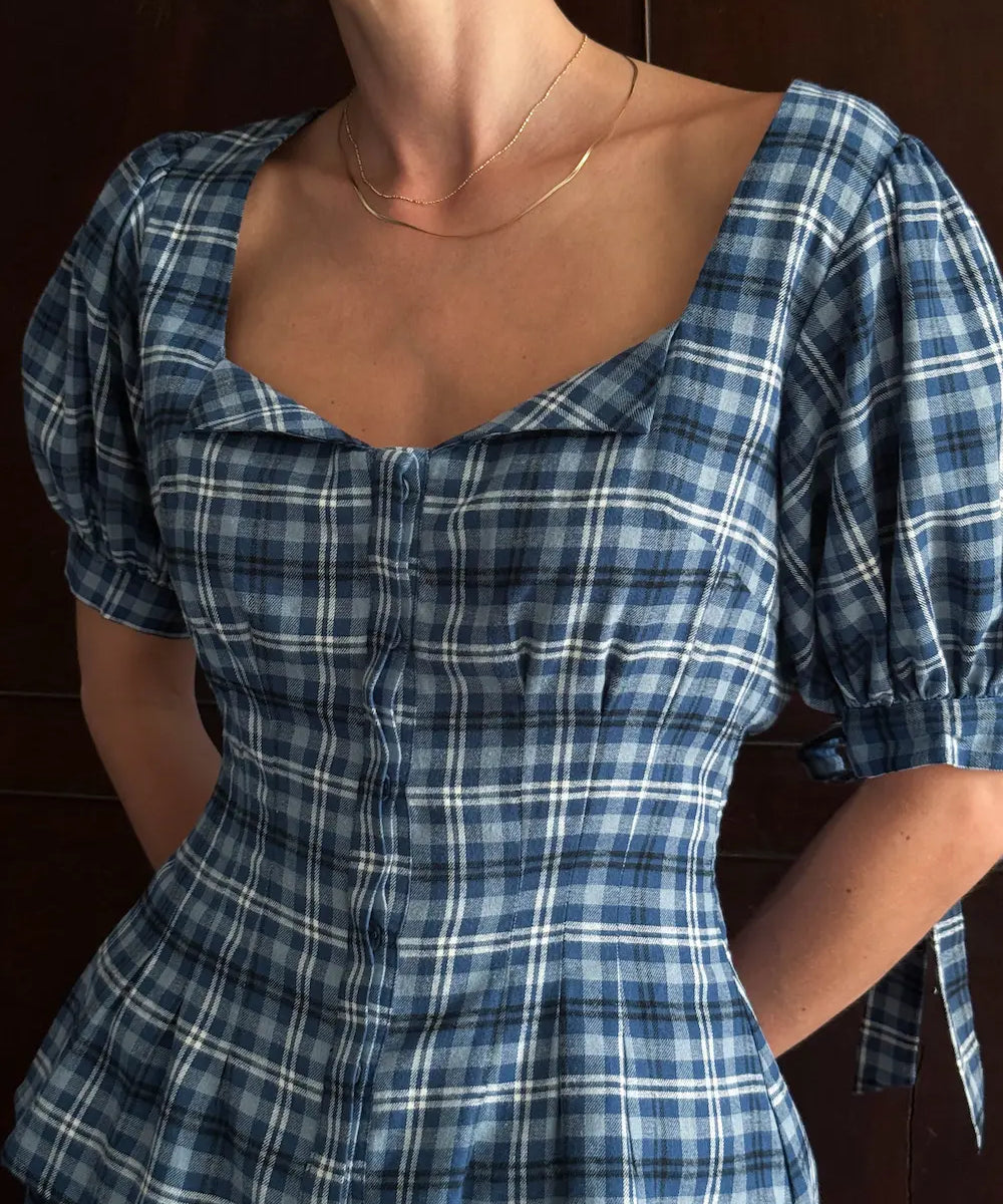 Sabine Top in Canton Plaid